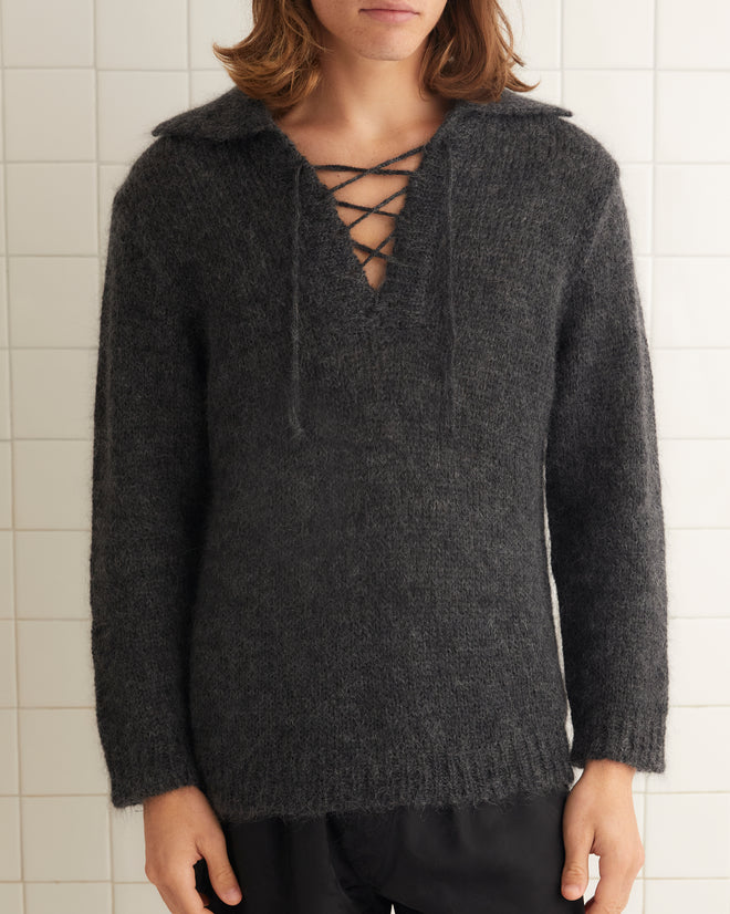 Alpine Pullover - Grey MENS KNIT TOPS BODE New York