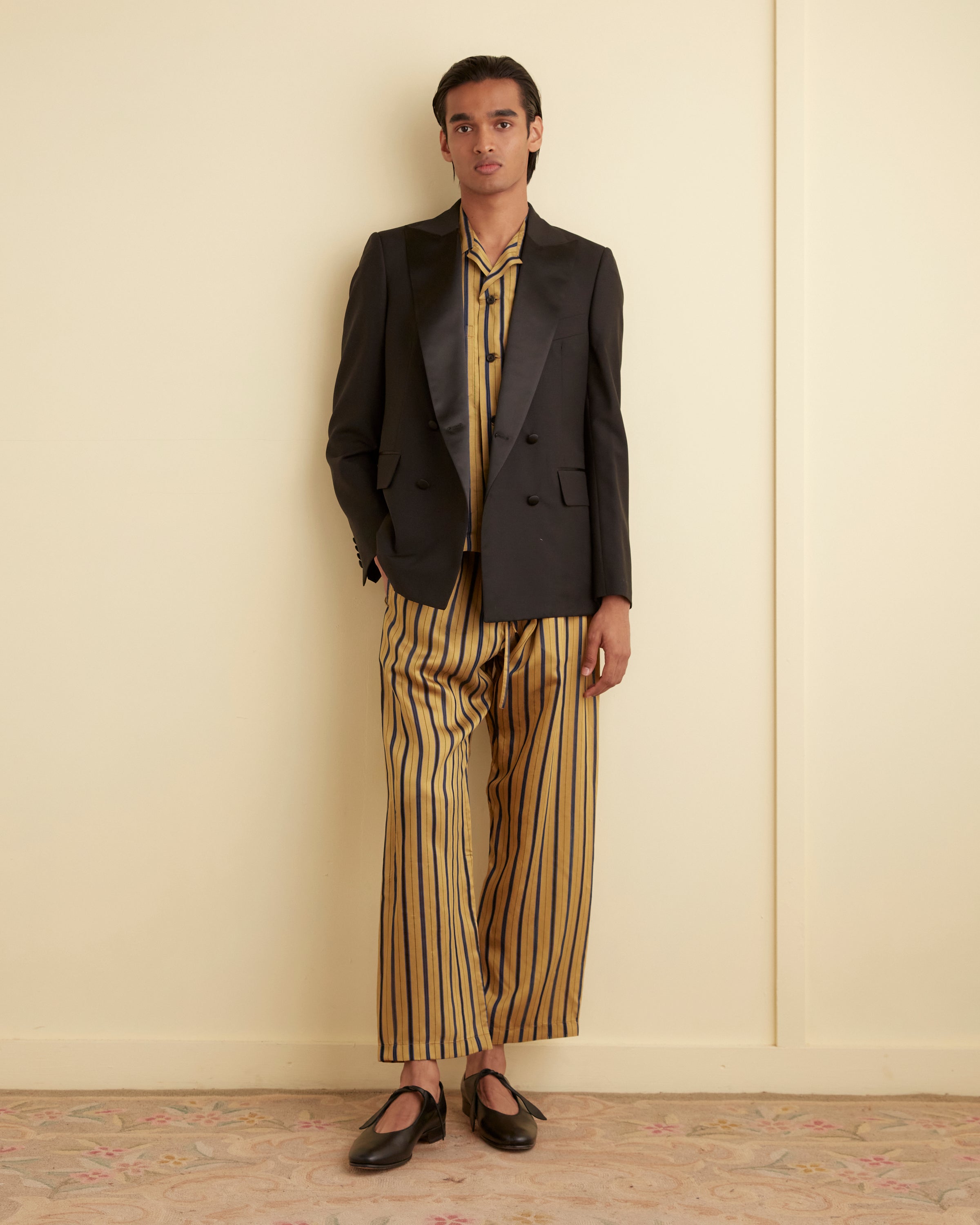 パンツ HOMMEgirls pajama pants classic stripe Pajama Pant in Yellow Blue Stripe – HOMMEGIRLS