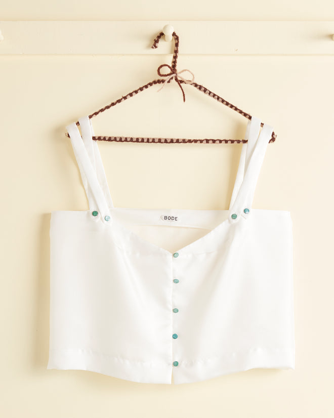 Aquarium Button White Tank - L OOAK TOP BODE New York