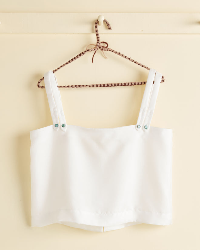 Aquarium Button White Tank - L OOAK TOP BODE New York