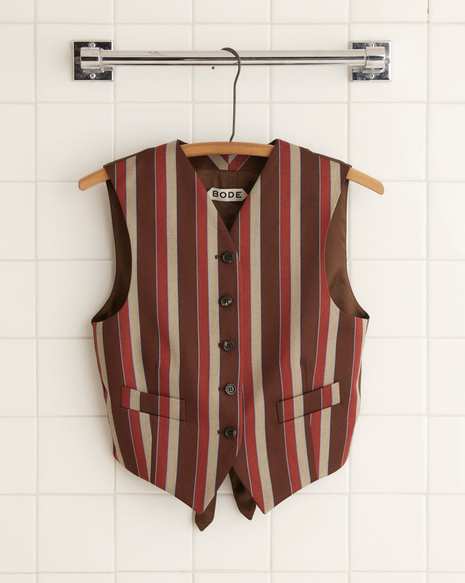 Arizona Stripe Waistcoat WOMENS SUIT JACKETS BODE New York