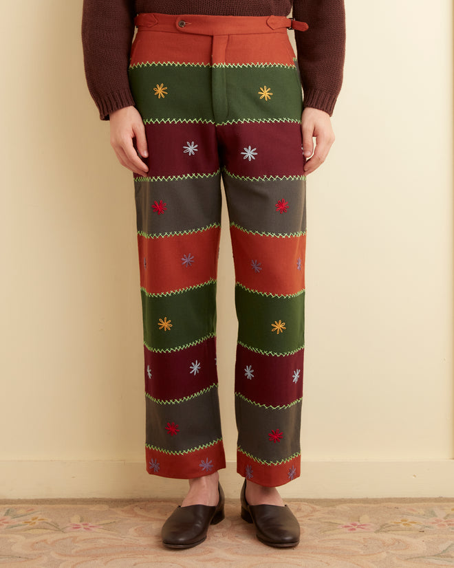 Embroidered Autumn Quilt Trousers TROUSERS BODE New York