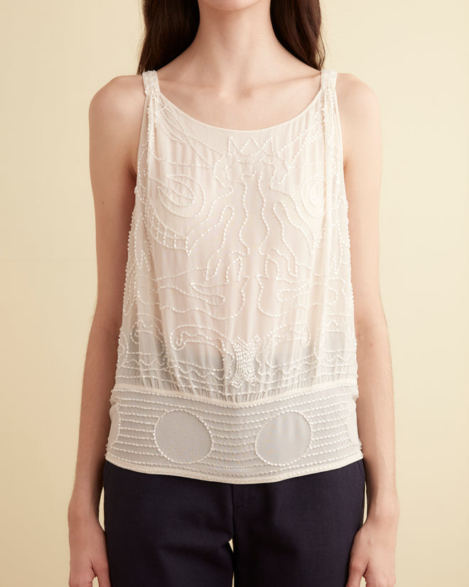 Beaded Myrtle Shirt - Cream SHIRT BODE New York