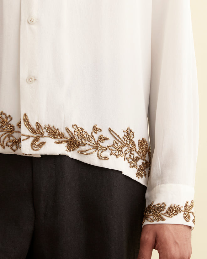Beaded Wheat Flower Long Sleeve Shirt SHIRT BODE New York