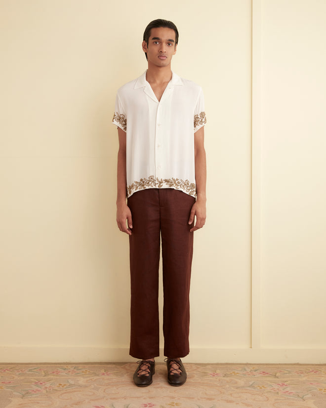 Beaded Wheat Flower Short Sleeve Shirt SHIRT BODE New York