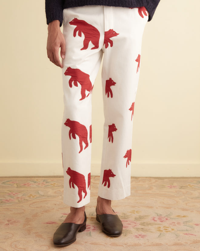 Bear Appliqué Trousers TROUSERS BODE New York