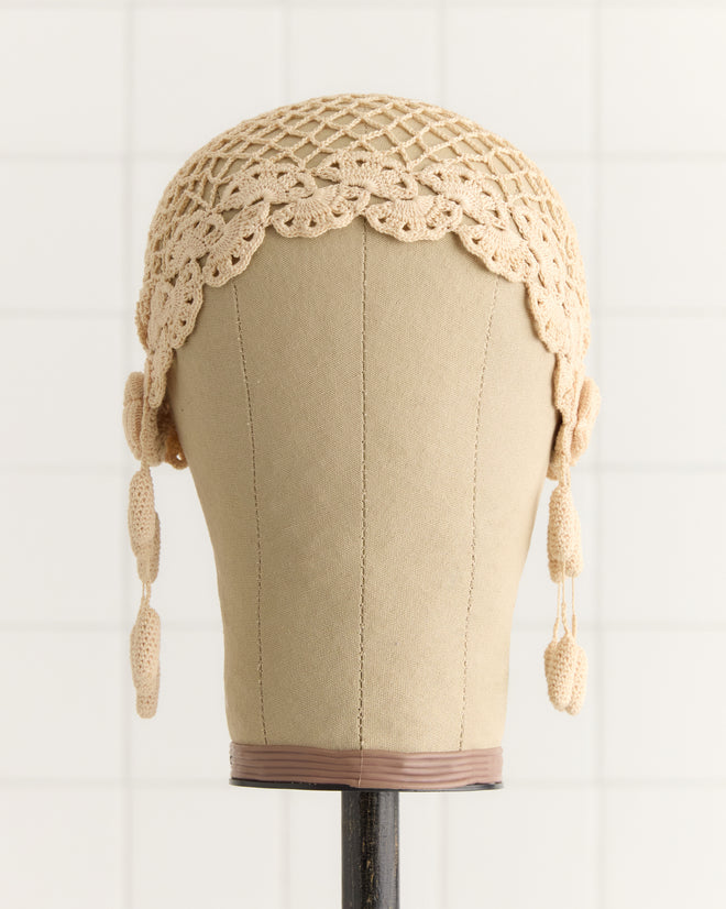 Blossom Crochet Cap - Cream KNIT ACCESSORIES BODE New York