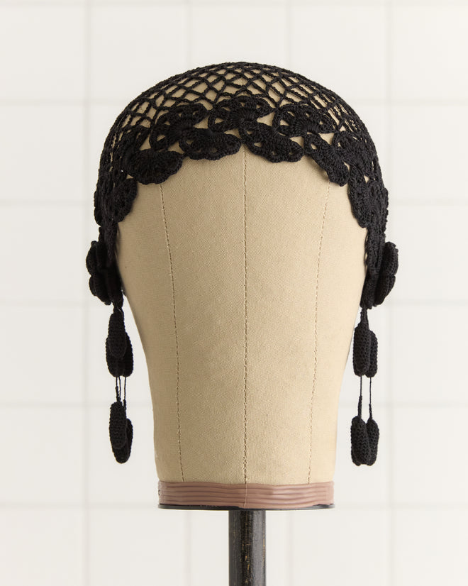 Blossom Crochet Cap - Black KNIT ACCESSORIES BODE New York