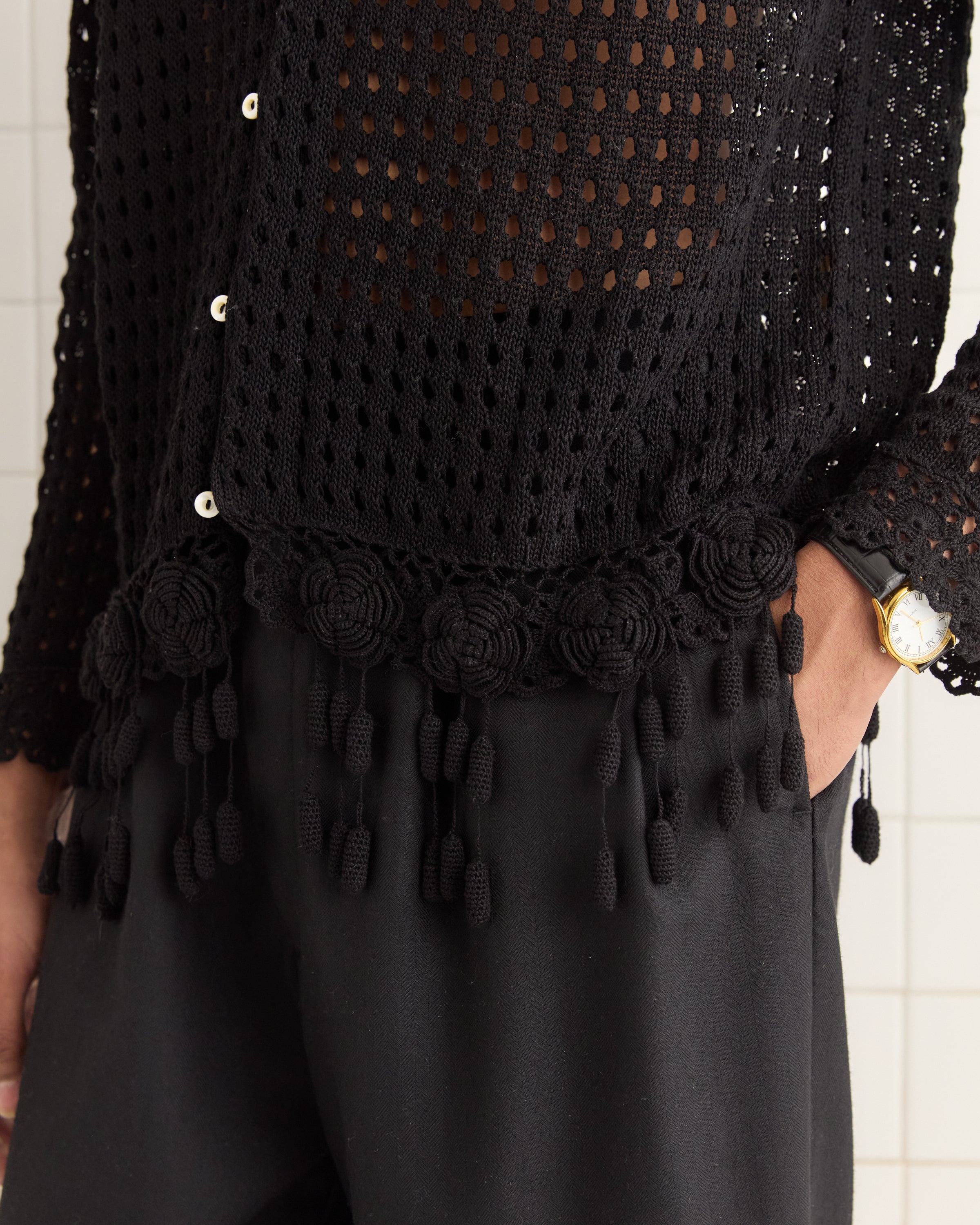 Blossom Crochet Shirt - Black – BODE
