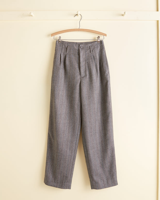 Blue Stripe Herringbone Trousers - 26 OOAK TROUSERS BODE New York