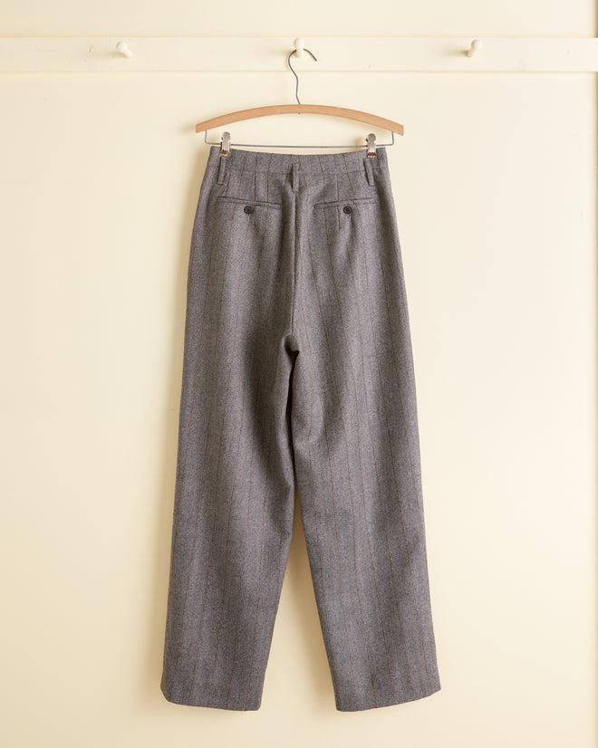 Blue Stripe Herringbone Trousers - 26 OOAK TROUSERS BODE New York