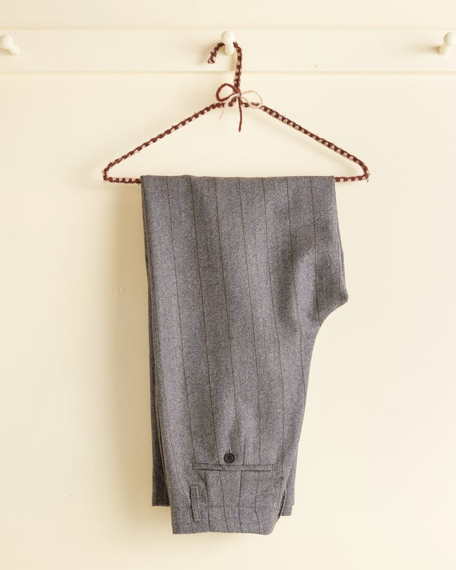 Blue Stripe Herringbone Trousers - 26 OOAK TROUSERS BODE New York
