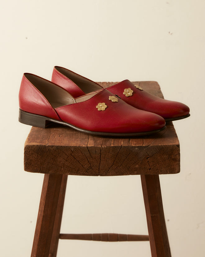 Flower Appenzeller House Shoes - Red FOOTWEAR BODE New York