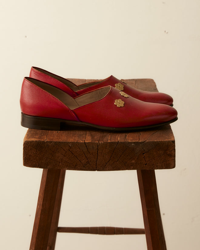 Flower Appenzeller House Shoes - Red FOOTWEAR BODE New York