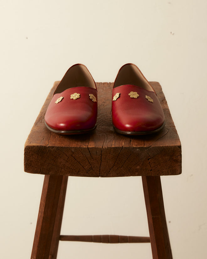 Flower Appenzeller House Shoes - Red FOOTWEAR BODE New York