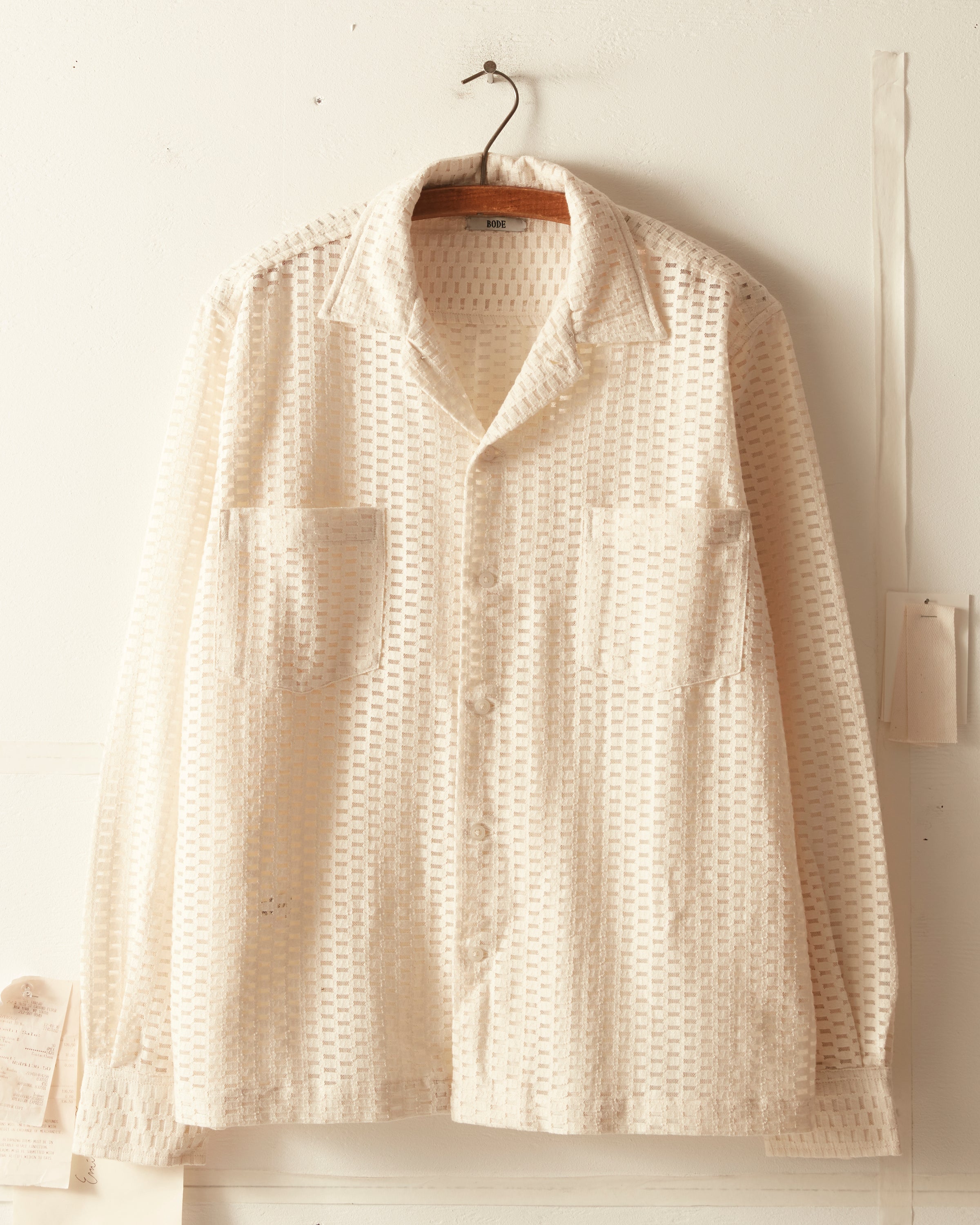 Bode – Sheer Brick Lace Long-Sleeve Shirt