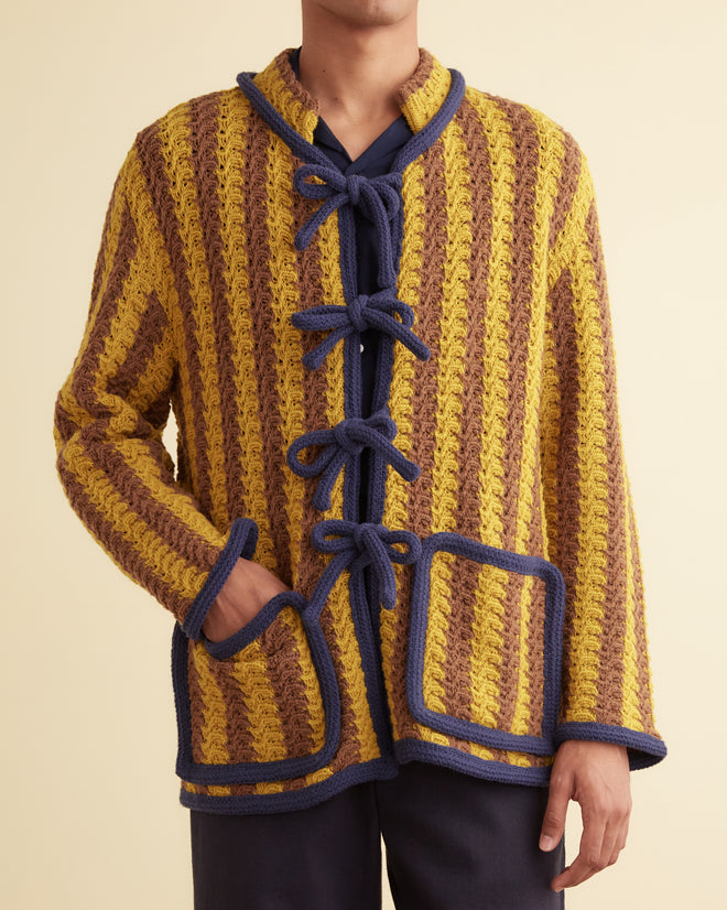 Bold Stripe Cardigan - Brown/Gold KNITWEAR BODE New York