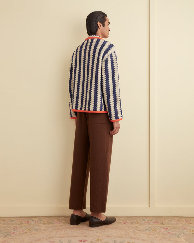 Bold Stripe Cardigan - Blue/Cream KNITWEAR BODE New York