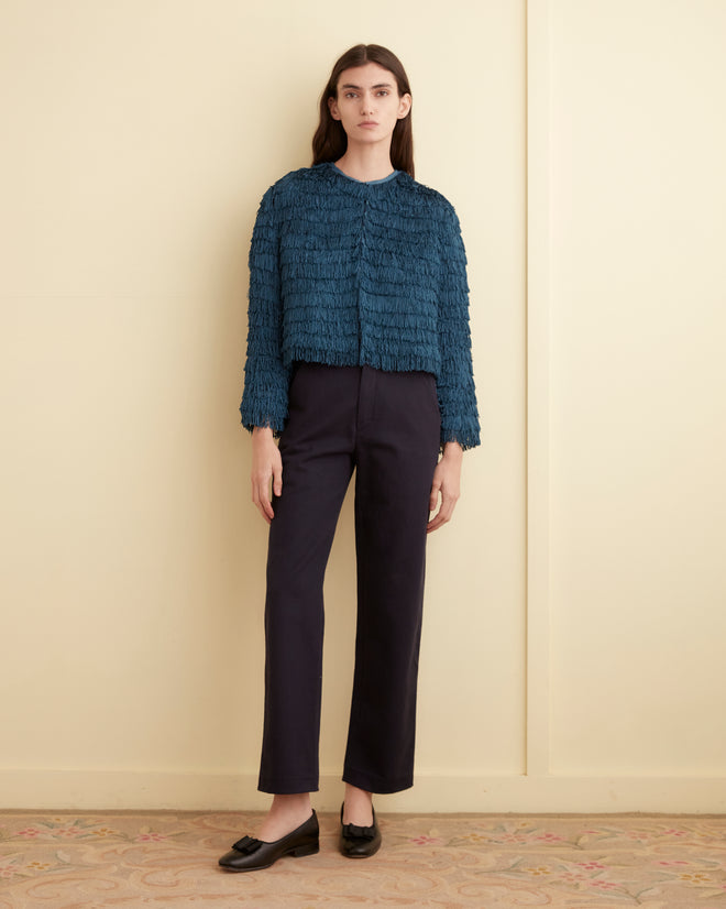 Bombard Fringe Long Sleeve Top - Petrol SHIRT BODE New York