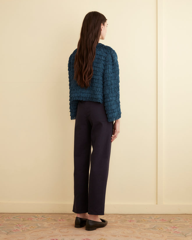 Bombard Fringe Long Sleeve Top - Petrol SHIRT BODE New York