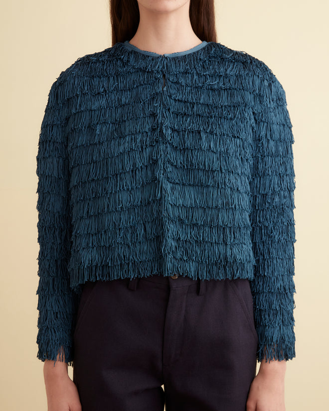 Bombard Fringe Long Sleeve Top - Petrol SHIRT BODE New York