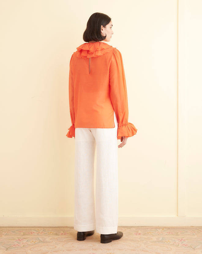 Boo Ruffle Blouse - Orange WOMENS TOPS BODE New York