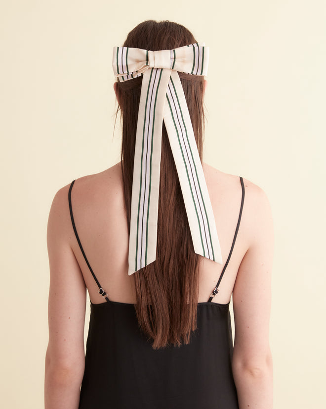 Antique Stripe Bow Barrette ACCESSORIES BODE New York