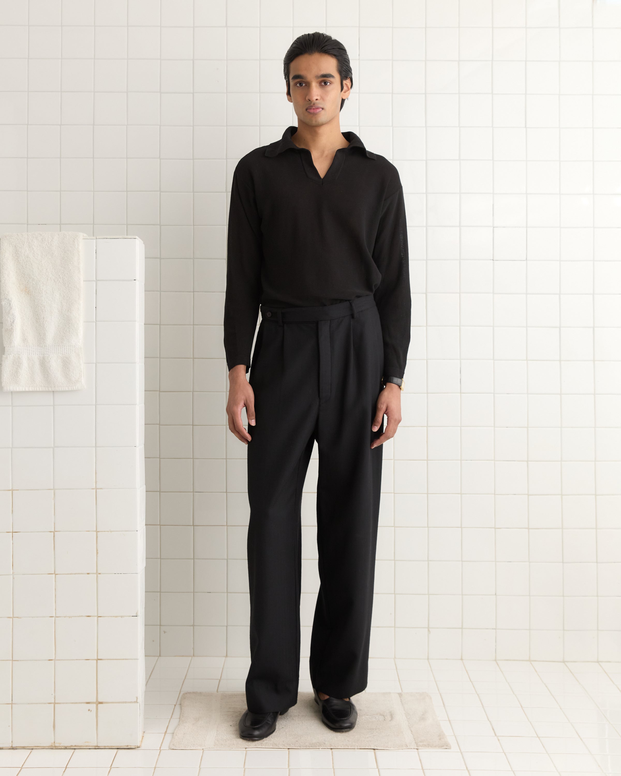 Boxy Long Sleeve Polo - Black – BODE Boxy Long Sleeve Polo - Black – BODE