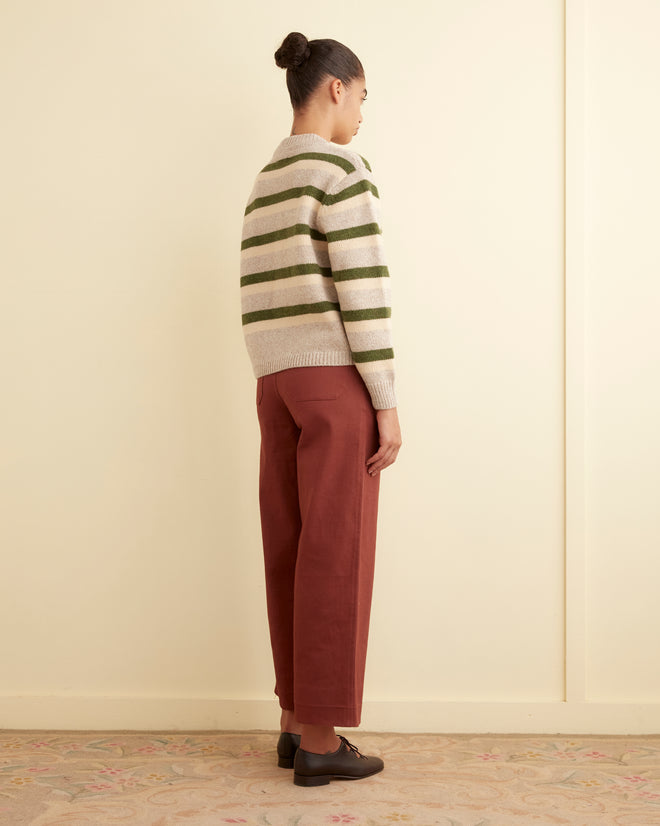 Brewster Cardigan - Tan/Green