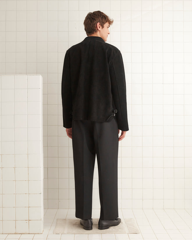 Buckled Suede Work Shirt - Black MENS JACKETS BODE New York