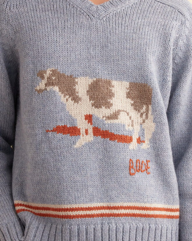 Cattle Sweater - Blue KNITWEAR BODE New York