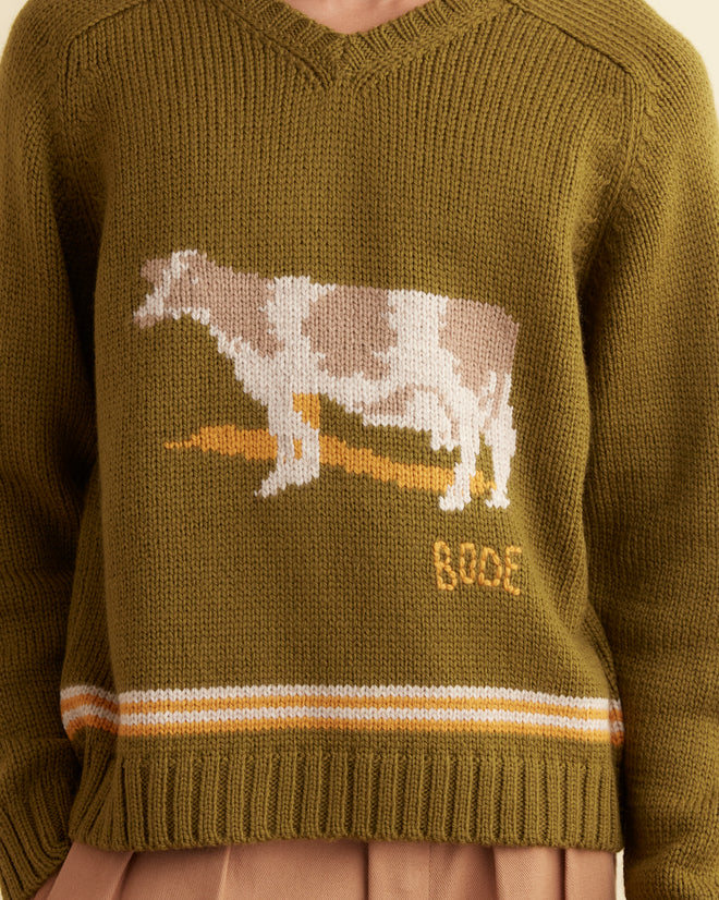 Cattle Sweater - Green KNITWEAR BODE New York
