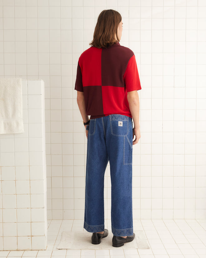 Checker Polo - Red/Maroon MENS KNIT TOPS BODE New York