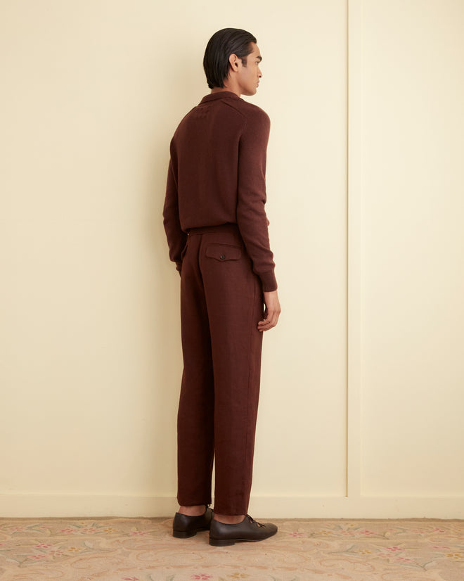 Linen Suiting Trousers - Chocolate