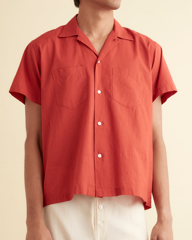 Voile Double Pocket Short Sleeve Shirt - Merlot