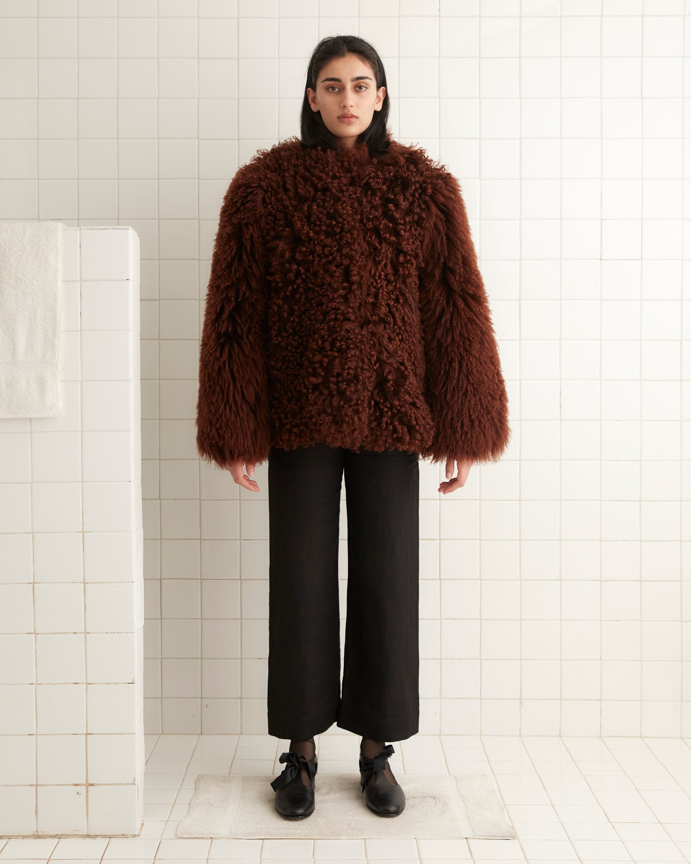 Crane Shag Shearling Coat - Brown – BODE