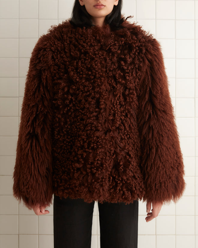 Crane Shag Shearling Coat - Brown OUTERWEAR BODE New York