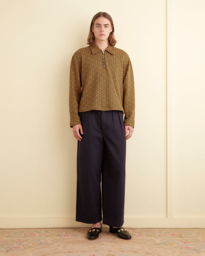 Crescent Jacquard Quarter-Zip KNITWEAR BODE New York