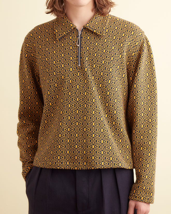 Crescent Jacquard Quarter-Zip KNITWEAR BODE New York