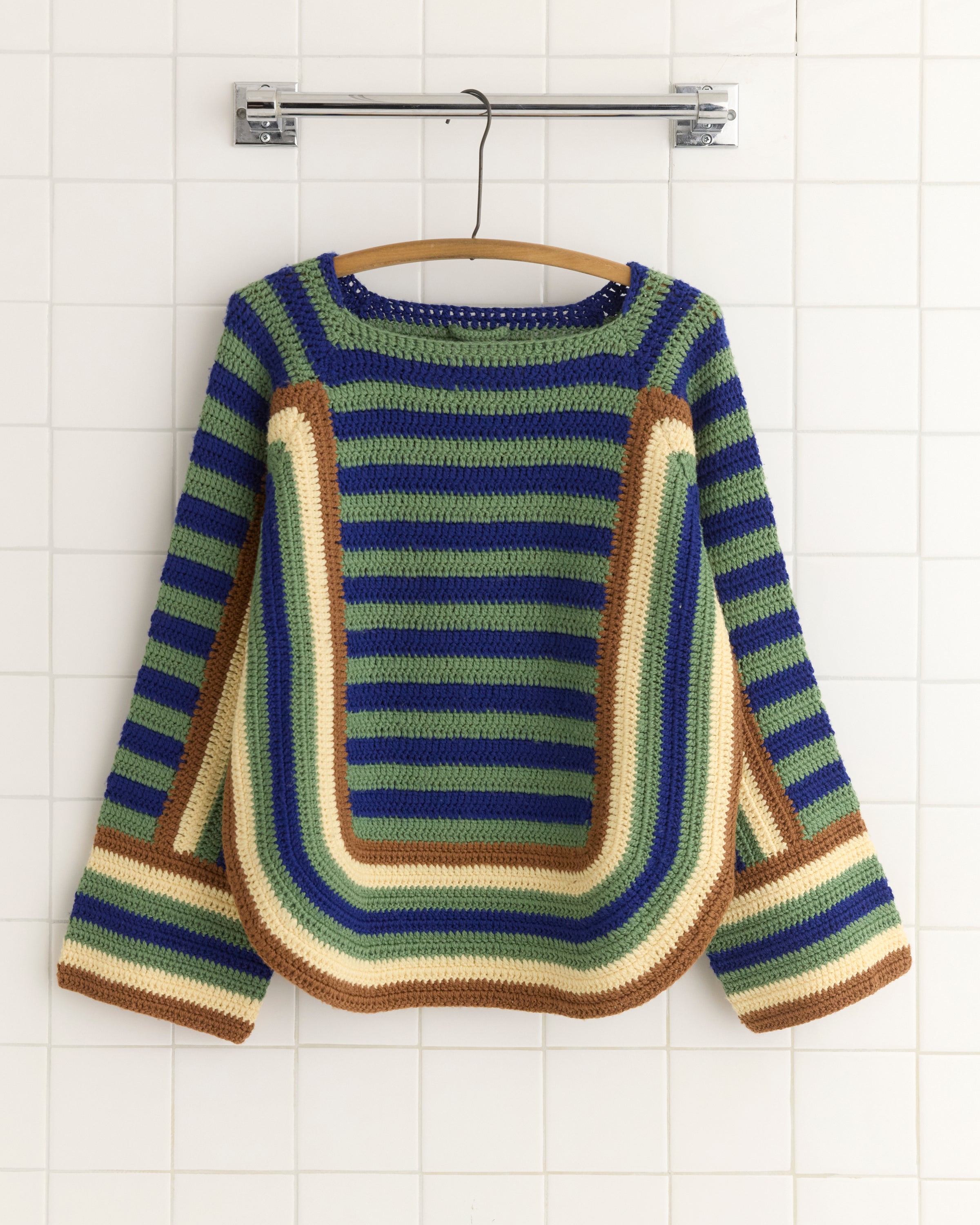 Crochet Four-Stripe Sweater - Green – BODE