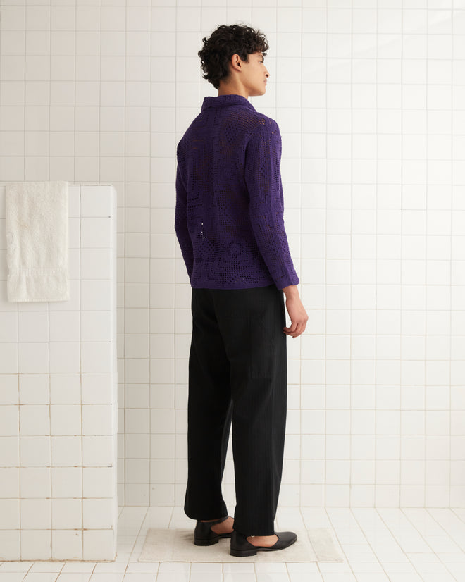Crochet Overshirt - Purple MENS KNIT TOPS BODE New York