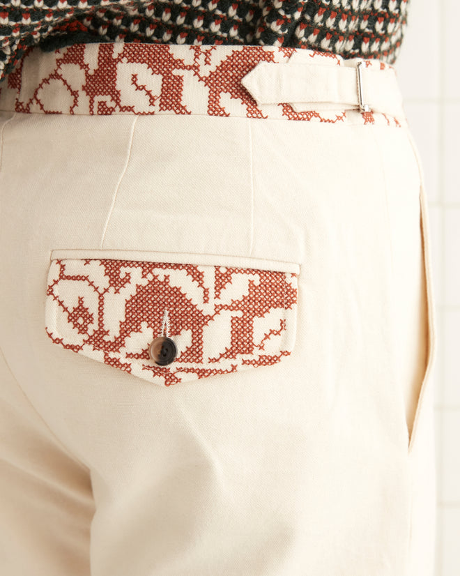Cross-Stitched Rose Garland Trousers TROUSERS BODE New York