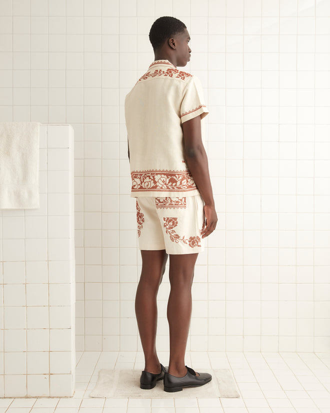 Cross-Stitched Rose Garland Short Sleeve Shirt SHIRT BODE New York