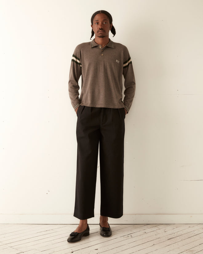 Duotone Stripe Cycling Polo - Grey KNITWEAR BODE New York