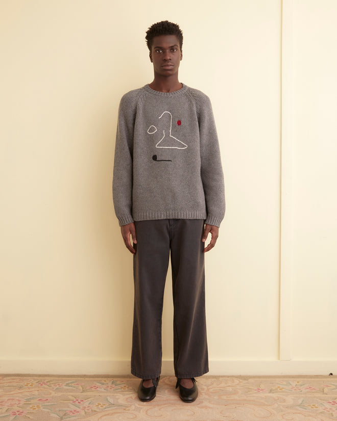 Doodle Crewneck - Grey KNITWEAR BODE New York