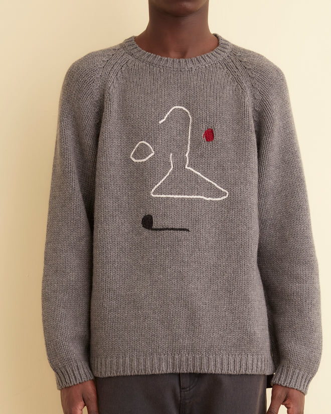Doodle Crewneck - Grey KNITWEAR BODE New York