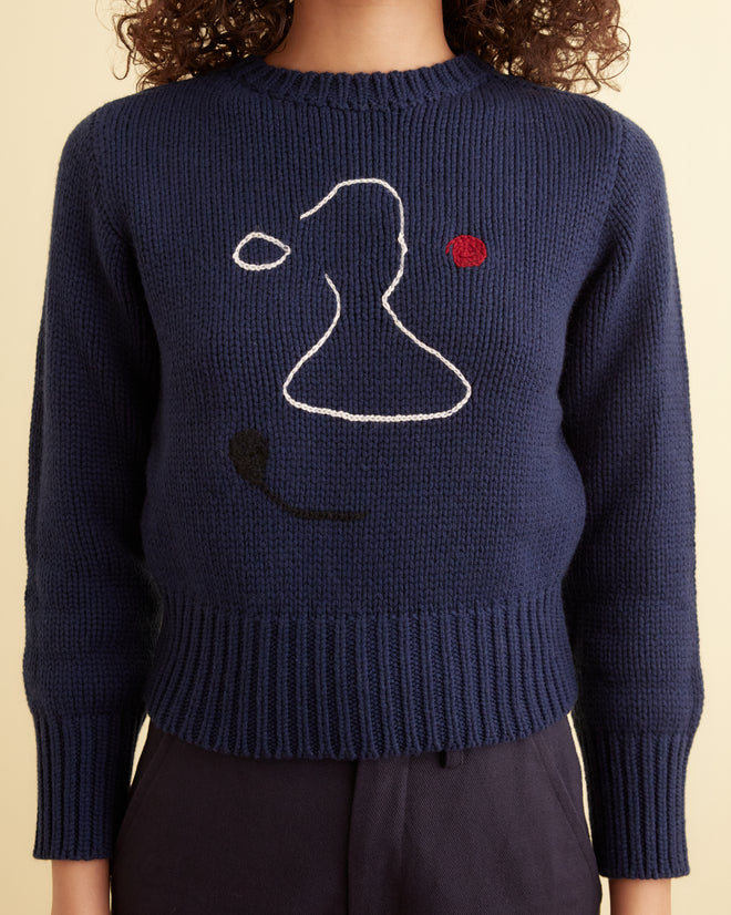 Doodle Crewneck - Navy KNITWEAR BODE New York