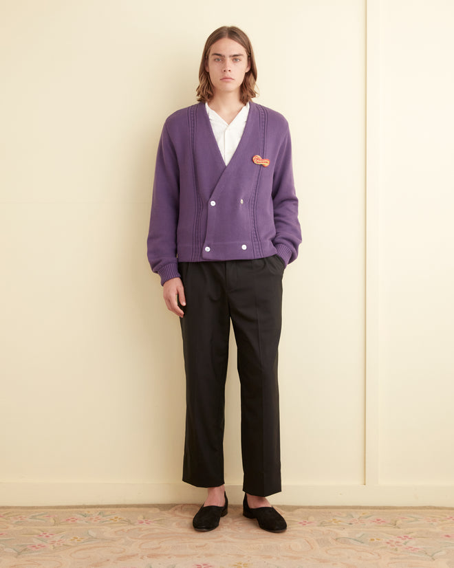 Double-Breasted Cardigan - Eggplant KNITWEAR BODE New York