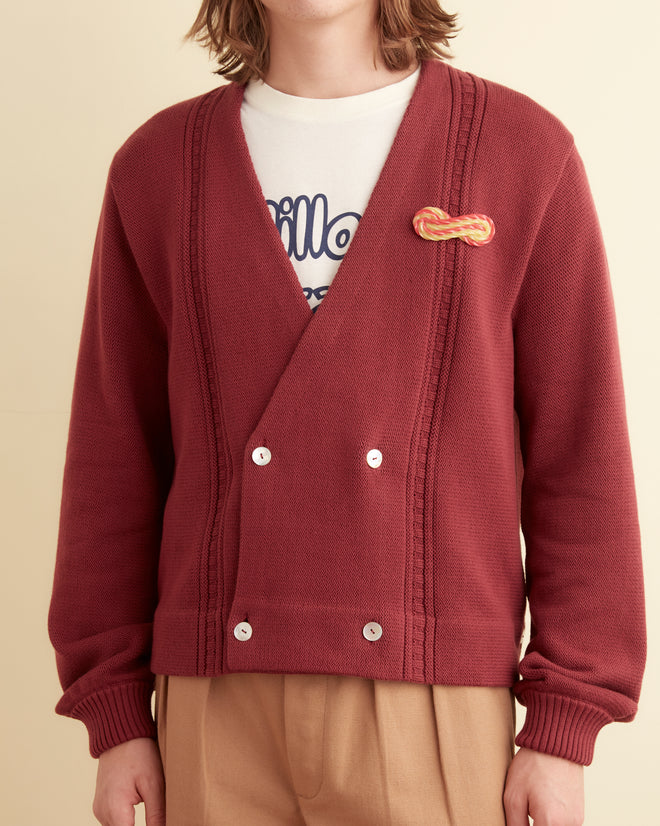 Double-Breasted Cardigan - Maroon KNITWEAR BODE New York
