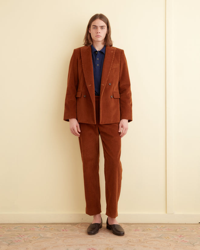 Double-Breasted Corduroy Jacket - Tobacco SUIT JACKETS BODE New York